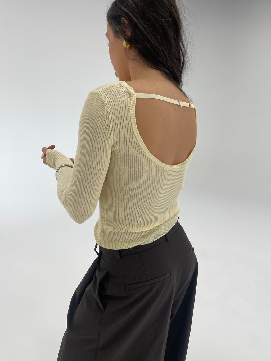 Butter Ribbed Open Back Top