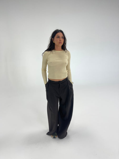Butter Ribbed Open Back Top