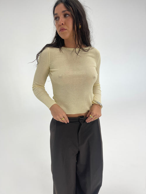 Butter Ribbed Open Back Top