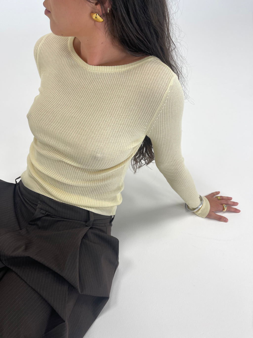 Butter Ribbed Open Back Top