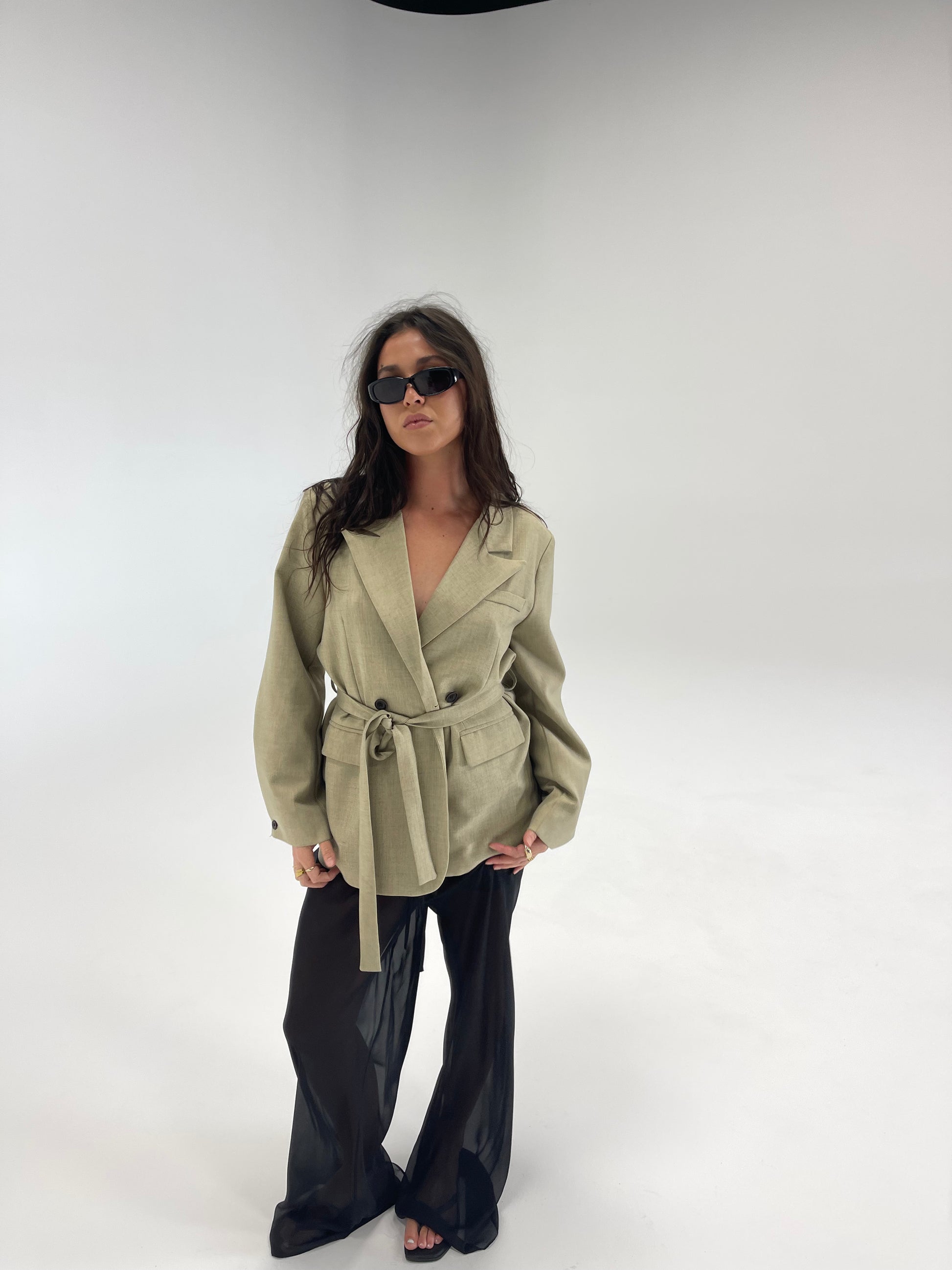 Tie Waist Blazer | Beige